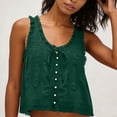 thumbnail image 4 of aohooy Lace Trim Tank Tops for Women Sleeveless Button Down Tie Front Loose Shirts Boho Summer Beach Vacation Crop Blouses 2026 Green,S, 4 of 7