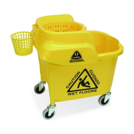 Nexstep Commercial Products MaxiRough Institutional Mop Bucket and Wringer, 35 qt, Yellow