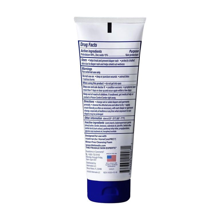 Welmedix HomeCare PRO Rapid Relief Diaper Rash Cream, Zinc Oxide