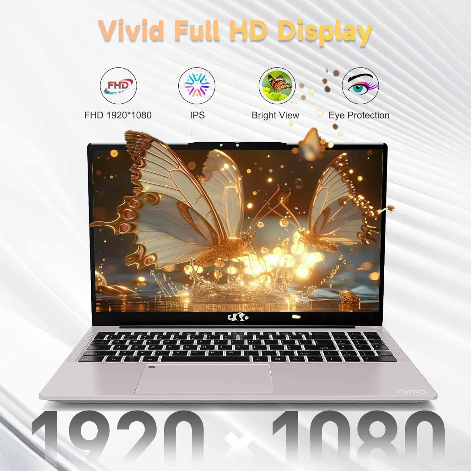 15.6 inch Laptop Computer Windows 11, with Intel N100 Processor, FHD IPS (1920x1080),16GB RAM 256 SSD（Rose Gold）