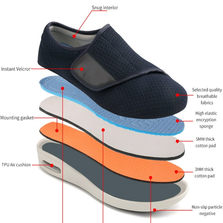 Men's Diabetic Shoe with Air Cushion Wide Width, Adjustable