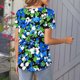 thumbnail image 4 of Mujeres de Verano Tops de Manga Corta Impresa Casual Cuello Redondo Plisado Superior 95% Poliéster 5% Spandex, Blusa de Moda para Todas las Estaciones, 4 of 6