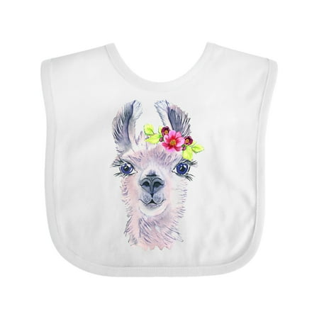 

Inktastic Cute Llama with Flower Gift Baby Boy or Baby Girl Bib