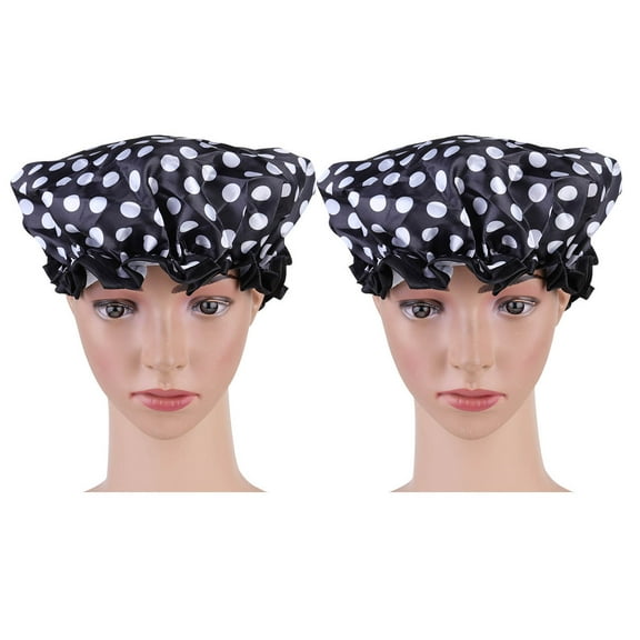 HEMOTON  2 Pcs Bathroom Accessories Caps Large Waterproof Shower Bonnet Hat Miss