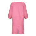 thumbnail image 5 of WAYUTE Womens Sets 2 Piece Outfits Casual Solid Color V Neck Loose Fit Top and Knee Length Belted Shorts Set Thin Breathable Streetwear, 5 of 7
