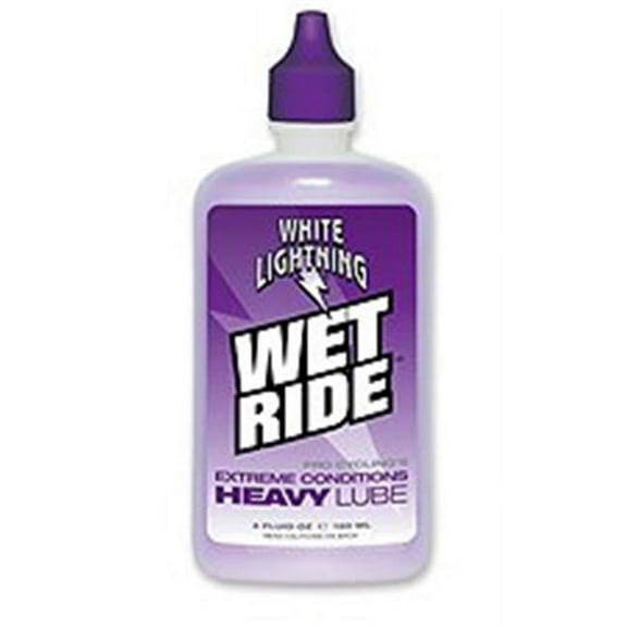 White Lightning Wet Ride Extreme Conditions Heavy Bicycle Chain Lube, 4-Ounce Drip Squeeze Bottle