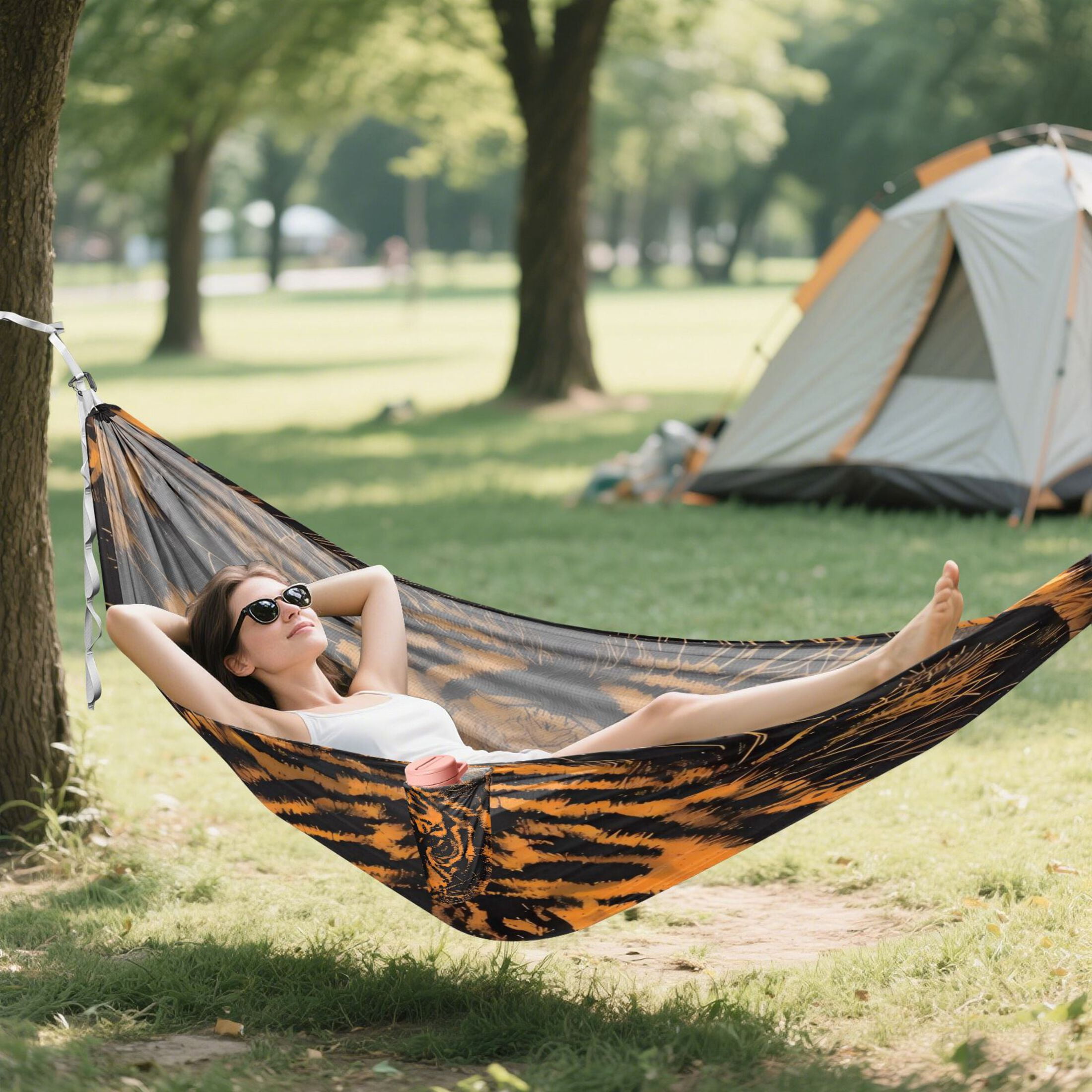 Hammock Camping Hammock Nylon Portable Hammock Travel Camping Hammock Orange Tiger
