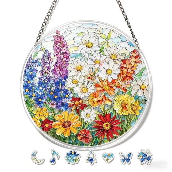 POLISE Spaces Acrylic Jigsaw Puzzle Suncatcher Tiffany Style Stained Glass Sun Catcher Tropical Beach Sunset Decor For Coastal Home Patio 7.4Inch Mother's Day Gifts