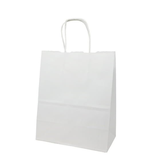 Sacs-boutiques en Papier Blanc avec Poignées pour Mariage, Cadeau d'Invité, Remerciement et Plus, Sacs-Cadeaux Économiques Couleur Kraft Blancs (25, 50, 100, 250 Unités) - Creative Bag