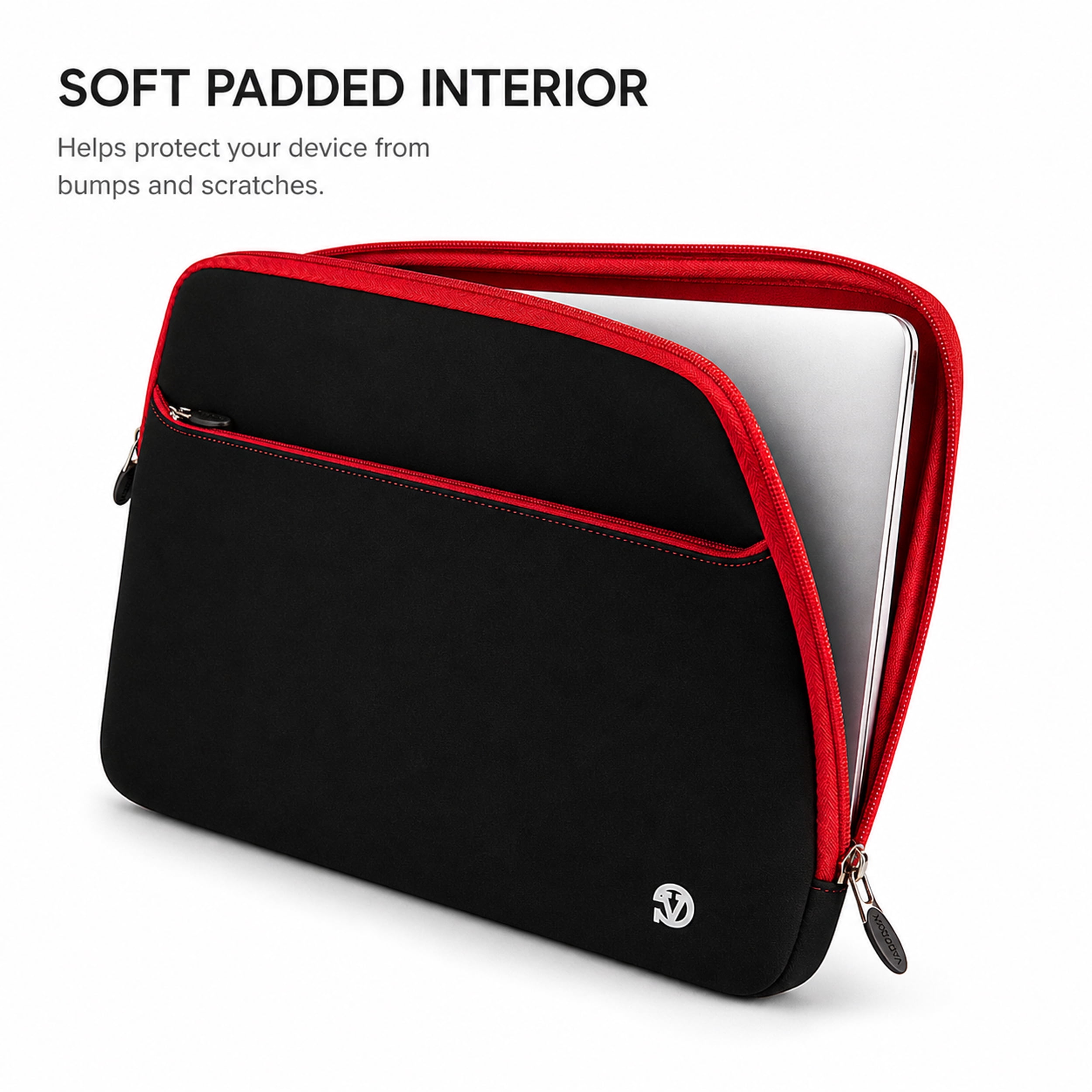 Vangoddy 15.6 Inch Laptop Sleeve Case, Water-Resistant Neoprene Notebook Bag with Zipper and Front Pocket, Fits 15.4-15.6 in Laptops