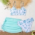 thumbnail image 2 of mgoYE Girl Swimsuit Size 14-16 Tankini Girls' 3 Piece Bikini Set Ditsy Floral Print Wireless Swimsuit with Beach Skirt(Green,9-10 Years), 2 of 6
