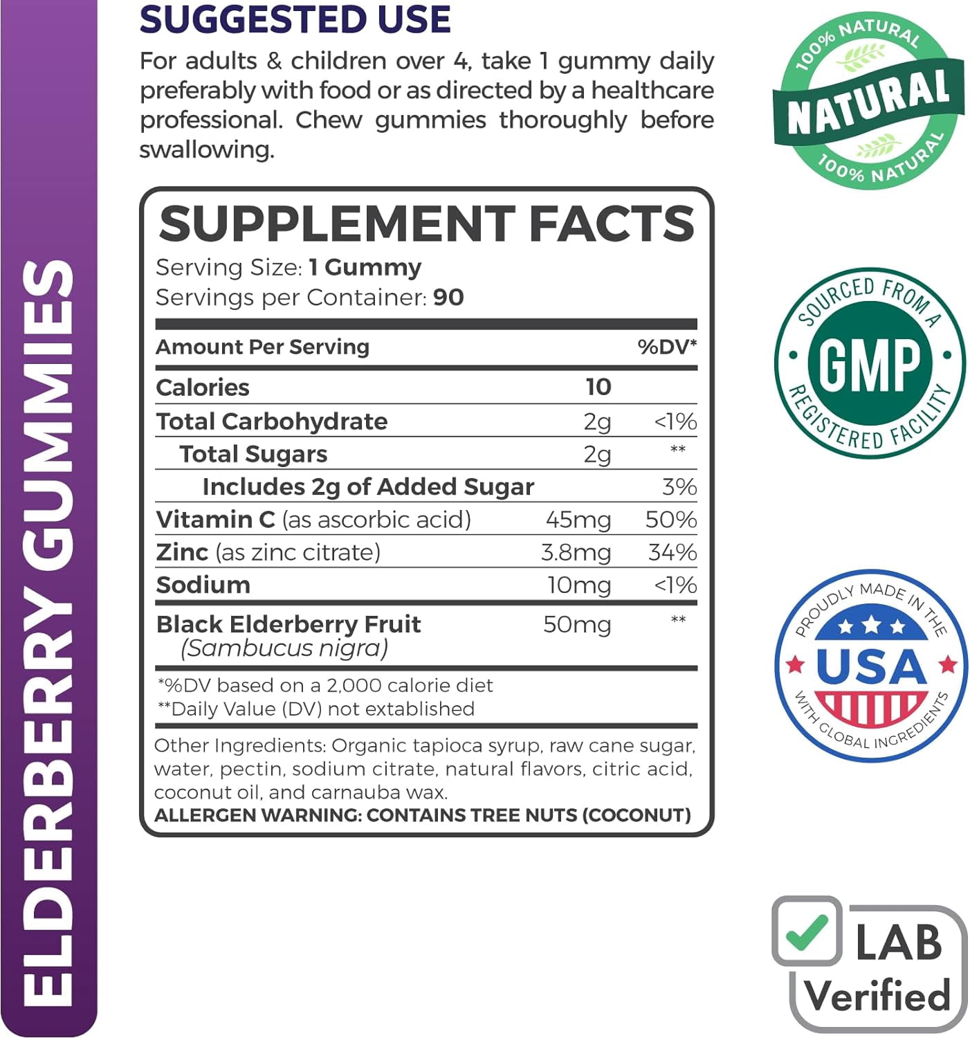 Healths Harmony Elderberry Gummies for Kids, Immune Support Supplement with Vitamin C & Zinc, 90 Count