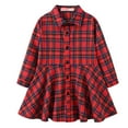 thumbnail image 1 of Vestido Para Niñas, Ropa Para Niñas, Falda A Cuadros De Manga Larga Versátil, Camisa De Cintura Para Niños, Vestido Informal Rojo Odeerbi LM103-5392, 1 of 3