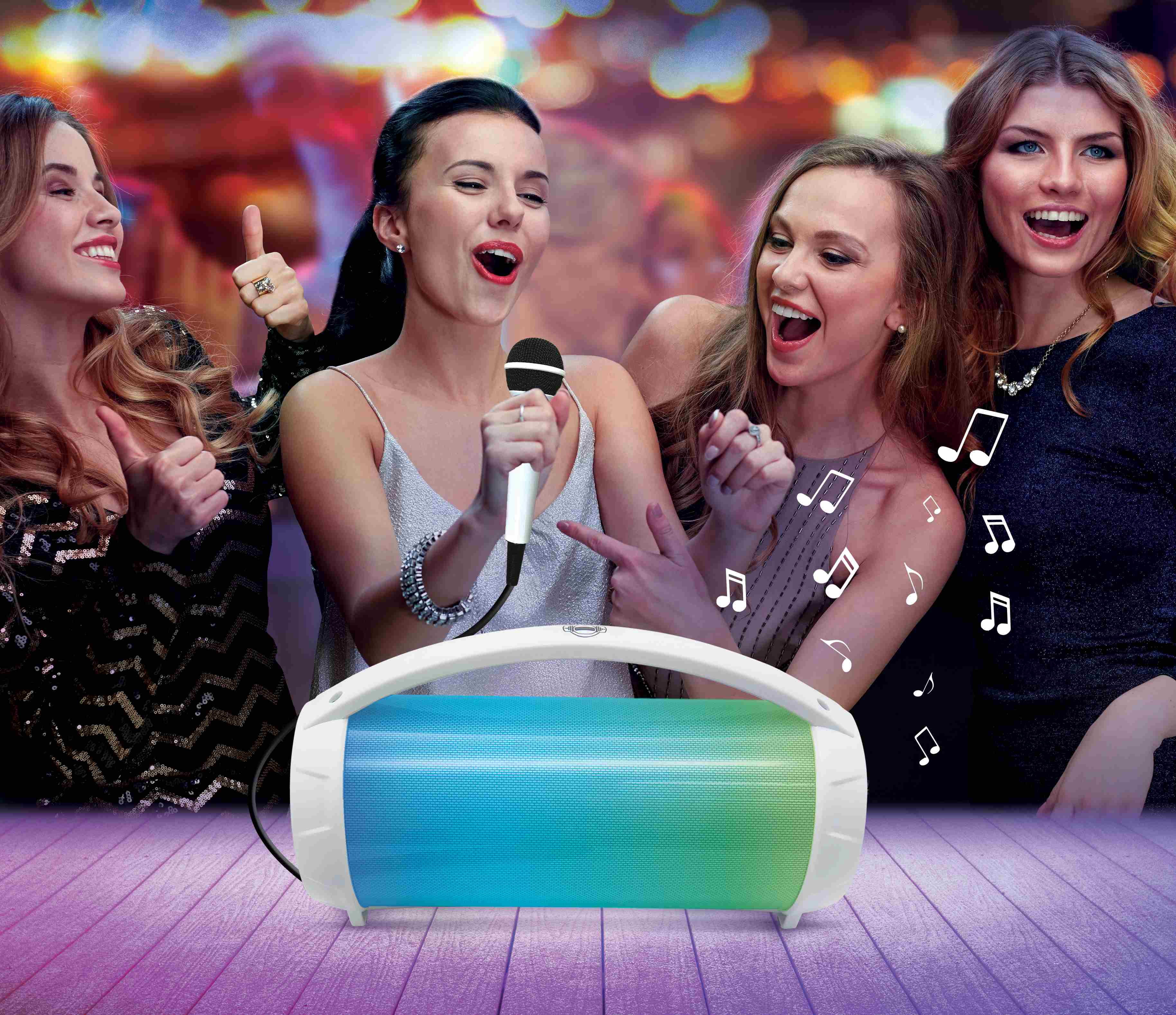 Lexibook iParty Portable Light Speaker with Mic, White