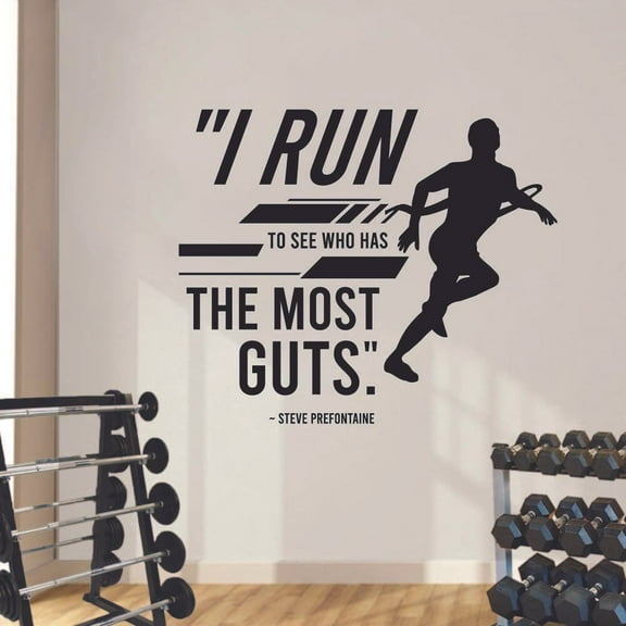 See Who Has Most Guts Marathon Running Motivation Quote Wall Sticker Art Decal for Girls Boys Room Bedroom Gym Studio Garage House Fun Home Decor Stickers Wall Art Vinyl Decoration Size (20x20 inch)