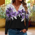 thumbnail image 6 of jjayotai V-Neck Shirts for Women Long Sleeve Plus Size Comfort Funny Graphic Print T Shirts Casual Going out Top Blouses, 6 of 6