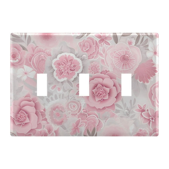 3 Gang Switch Covers Peony Flowers Pink Light Wall Plate Home Faceplate Switch Plates 6.37”x4.48”