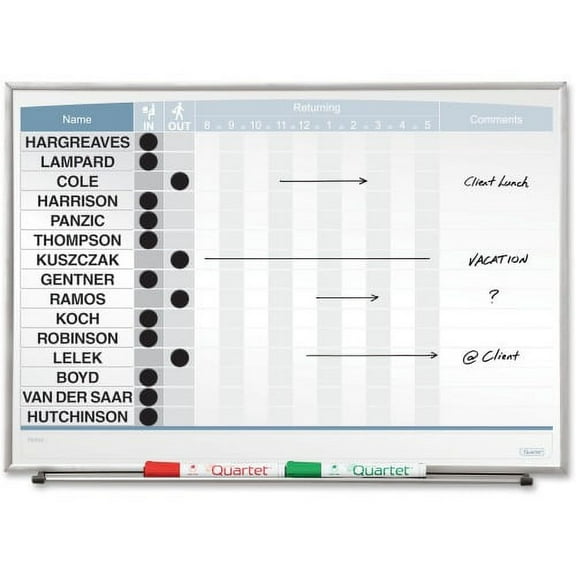 Quartet Matrix Whiteboards 16" Height x 23" Width- Magnetic, Durable - Silver Frame - 1 / Each