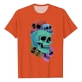 thumbnail image 3 of Landzoo Halloween Men'S Tees Skull Print Short Sleeve Crew Neck T Shirt Party Quick Dry Men Shirt Size M Orange, 3 of 4