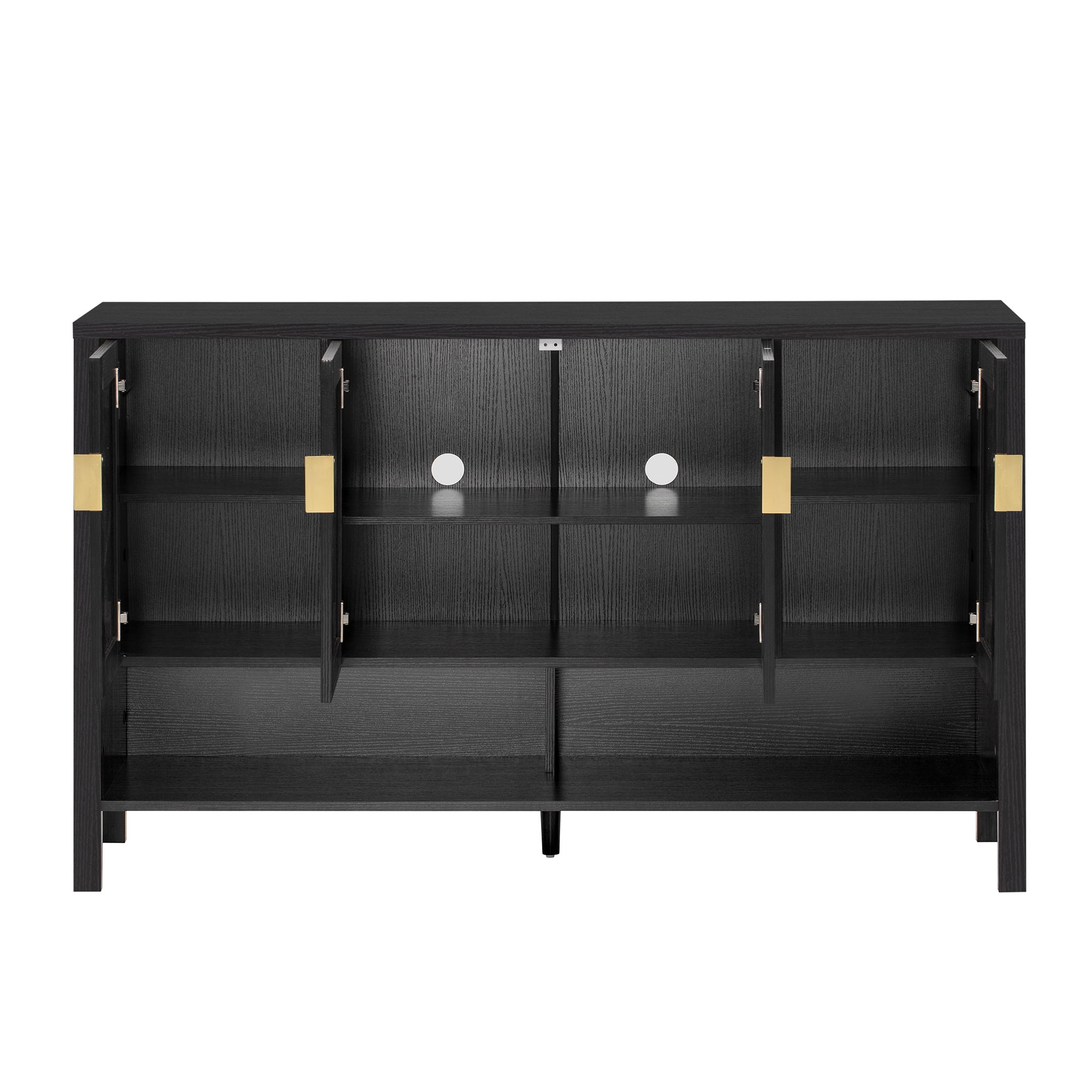 55.1" Storage Sideboard with 4-Doors, Buffet with Open Shelf and 2-Tiers Adjustable Shelves, Modern Cabinet with Double Hooks,Suitable for Living Room, Hallway, Dining, Office