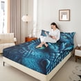 thumbnail image 4 of Castle Fairy Blue Dragon Twin Sheet Sets for Kids Children,Abstract Wildlife Bedding, 4 of 7