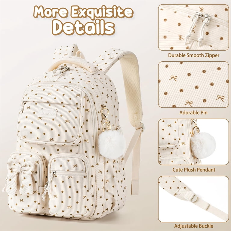 3PCS Corduroy Backpack with Lunch Box & Pencil Pouch | Teen 