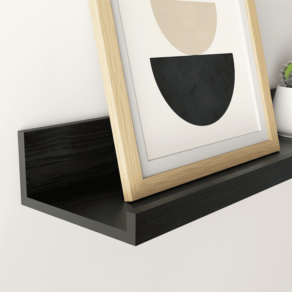 Floating Shelves for Wall Set of 5,Large Wall Shelves for Bathroom, Bedroom, Kitchen, Living Room Storage and Decoration, Black Picture Ledge