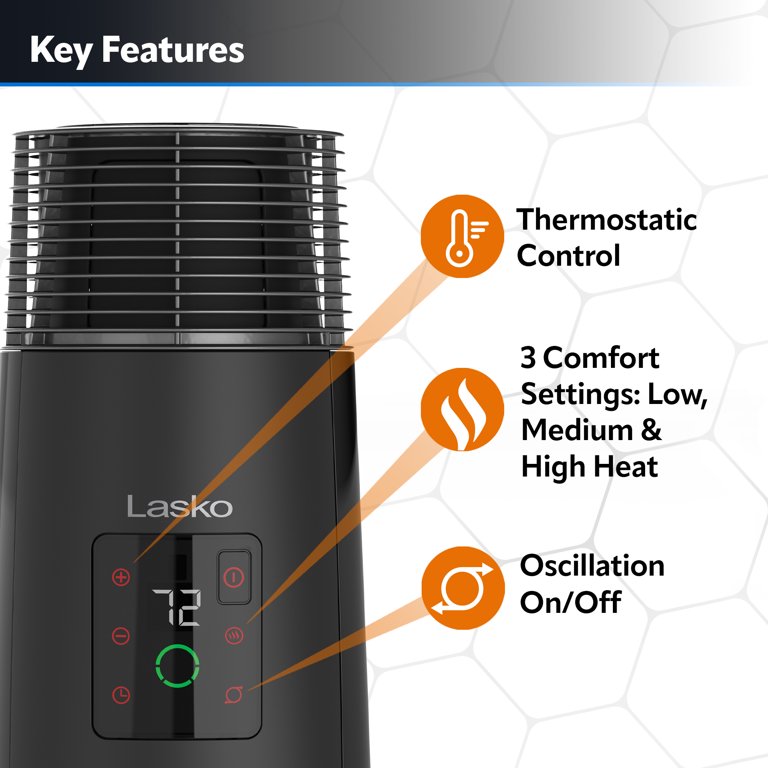 Lasko Full Circle Oscillating Warmth Ceramic Tower Space Heater, CT24362,  Black - Walmart.com