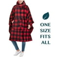 thumbnail image 6 of PAVILIA Wearable Blanket Poncho Women Men, Oversized Hoodie Sweatshirt Poncho Blanket, Hooded Sweater Wrap Cape Neck Warmer, Fleece Soft Hug Sleep Pod Adult, Cozy Warm Gift Ideas Sister, Checker Red, 6 of 7
