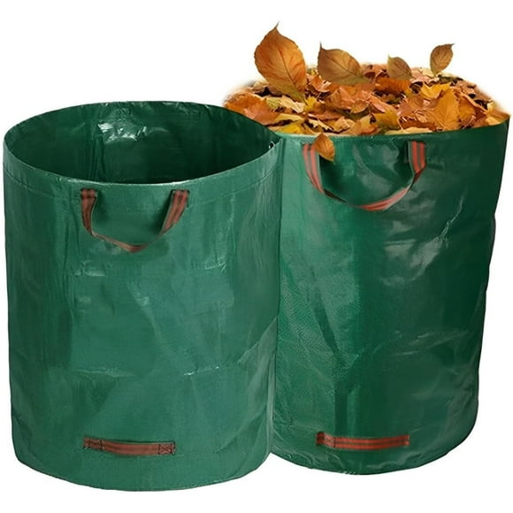 PinesC 2-Pack 80 Gallon Reusable Yard Waste Bags (33" tall, 26" deep) Stand Up Leaf Bags, Yard Waste Bags, Garden Waste Bags, Grass Clippings Bags 4 Carrying Handles