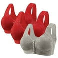 thumbnail image 3 of Fatuov Wirefree Bras for Women Front Closure Sexy Lingerie Bras Plus Size Push-Up Bras 42A, Gray, 3-Pack, 3 of 4