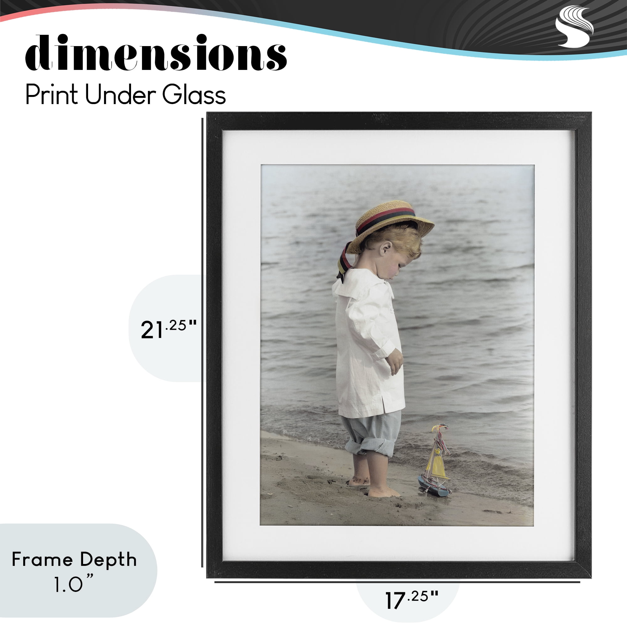 Stupell Industries Child on Beach Shore Black Framed Print Under Glass, design by Kendra Dew