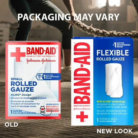 First Aid Gauze Rolls - Band Aid Brand First Aid Product Flexible Rolled Gauze, 2 in x 2.5 yd