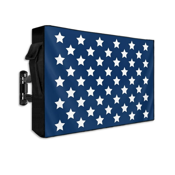 4th of July Outdoor TV Cover 40 to 43 Inch Weatherproof, Independence Day Patriotic White Star Blue 600D Oxford TV Covers with Waterproof Zipper, Outside Flat TV Screen Protector Size 40"Wx25"Hx4.5"D