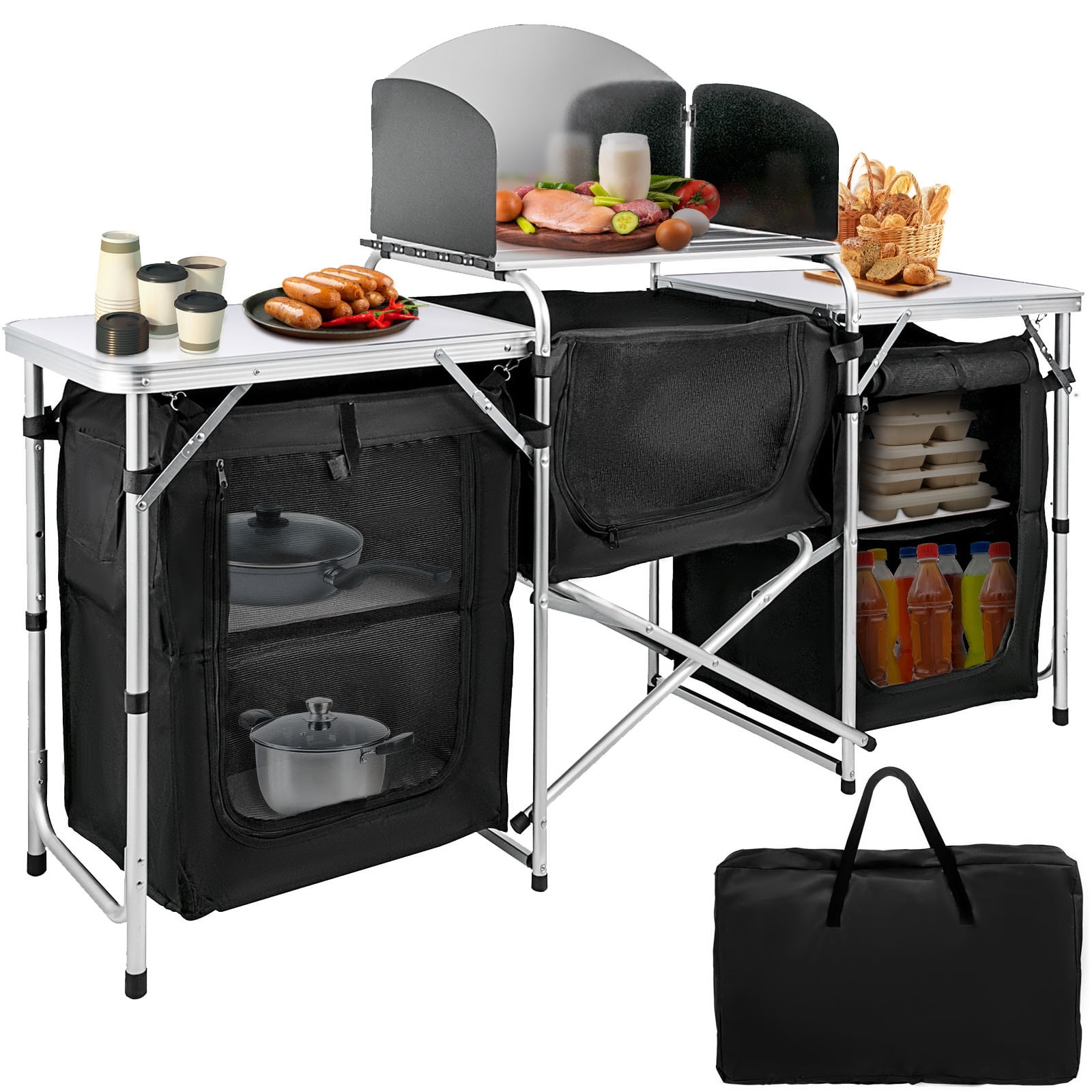 Ozark Trail Deluxe Camp Kitchen With Storage And Sink Table, RedDeluxe