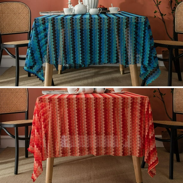 Goory Orange Tablecloth 40 X 60 For Rectanglar Tables Washable Hollow Lace Bohemian Style Striped Design Table Cover Dinner Picnic Cloth Home Decoration Com Table Cover Dinner Picnic Cloth, 40 X 60 Table Protector