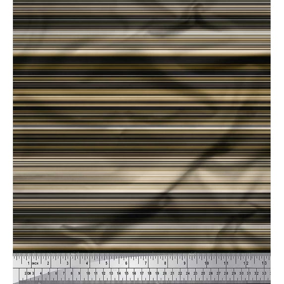 Soimoi Poly Georgette Fabric Horizontal Stripe Printed Craft Fabric by The Yard 52 Inch Wide