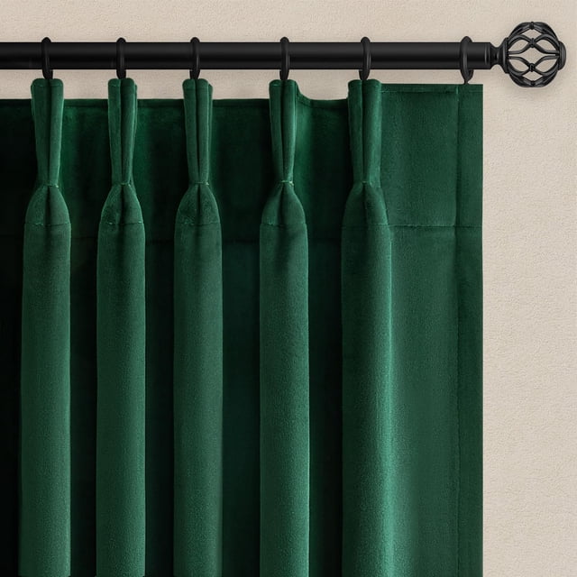Cortina Drapenova de terciopelo verde opaco, 2 paneles térmicos, 244 cm