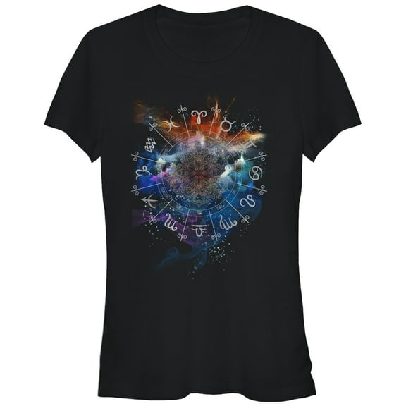 Junior's Lost Gods Zodiac Calendar  Graphic Tee Black Small