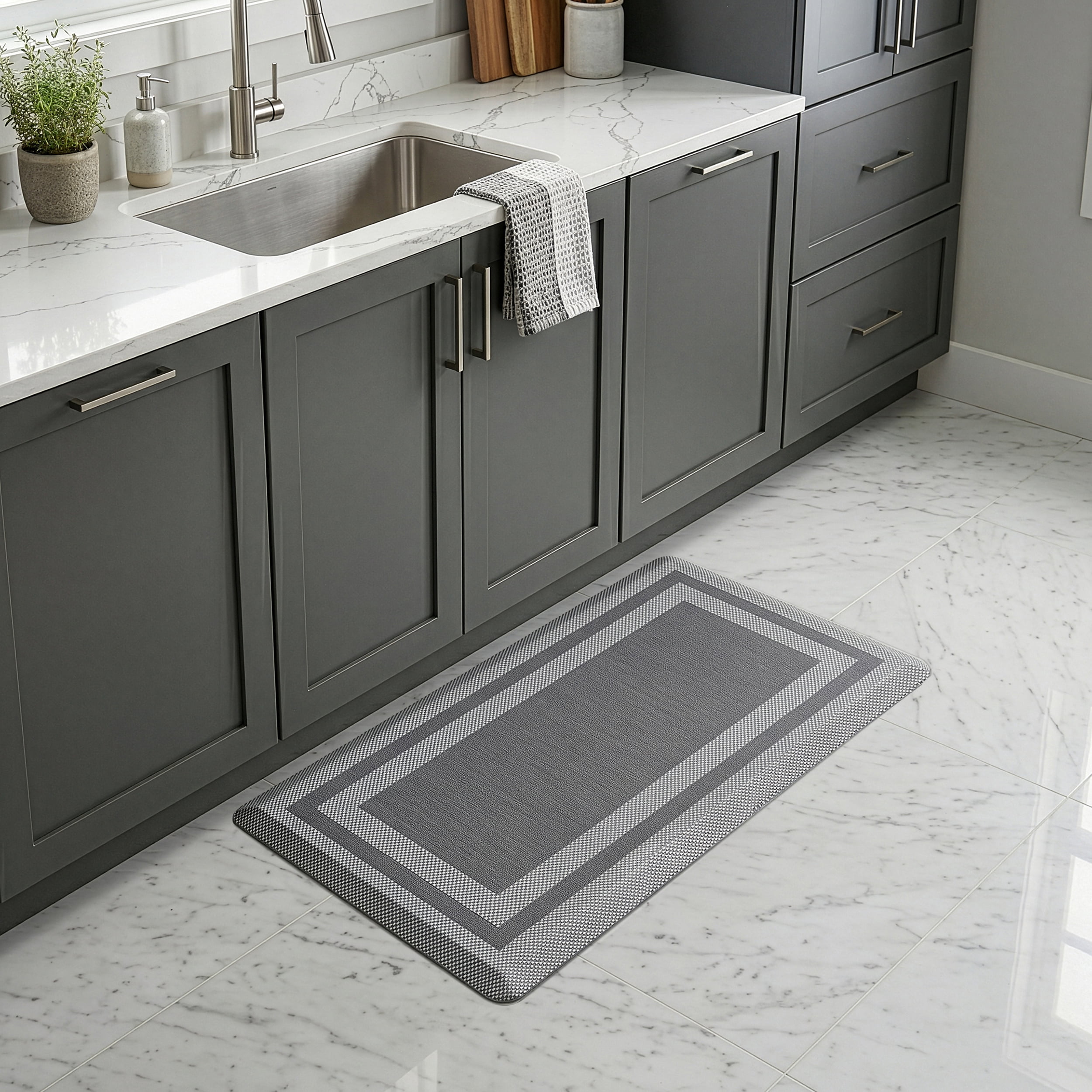 Allure Extra Comfort Anti Fatigue Mat 20x39 - Border - Grey