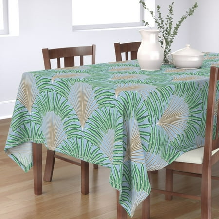 

Cotton Sateen Tablecloth 90 Square - Art Deco Leaf Home Beach Tropical Pastel Hawaiian Print Custom Table Linens by Spoonflower