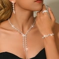 thumbnail image 5 of AEXTO Y Shape Bridal Wedding Jewelry Sets Rhinestone Necklace Earrings Bracelet Set Prom Formal Costume Jewelry Sets for Women and Brides, 5 of 9