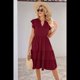 thumbnail image 5 of Vestido de Verano para Mujer, con Mangas con Volantes y Escote en V, Midi, Color Rojo Vino, Talla S, 5 of 6