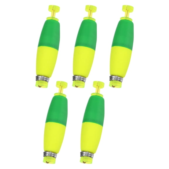 Uxcell 5-Pack Fishing Bobbers Floats, 2 Inch EVA Foam Weighted Bobbers Clip-on Floats Slip Corks Floaters Strong Buoys [Green Yelloww]
