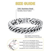 ChainsHouse Silver Cuban Link Bracelet for Men Chunky 8mm/12mm/17mm Width Mens Chain Bracelets Stainless Steel Punk Jewelry Gift