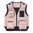 thumbnail image 2 of VBVC Men's Quick Dry Utility Cargo Vest with Multi-Pocket,Lightweight Outdoor Hiking Fishing Work Waistcoat for Men,Pink,M-4XL, 2 of 7