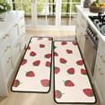 thumbnail image 4 of Kitchen Rugs Sets Of 2,Red Strawberry Plants Fruit Light Pink Pattern Anti Fatigue Kitchen Mat Rugs Non Slip Washable,Decorative Kitchen Floor Mats for Kitchen,Sink,Laundry,17"x47"+17"x47", 4 of 5