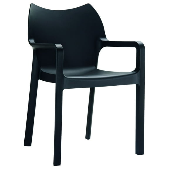 33" Black Outdoor Patio Solid Dining Arm Chair