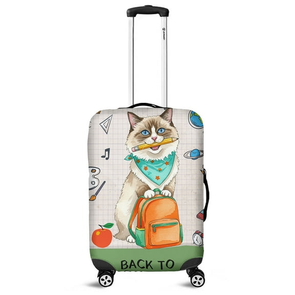 Hardworking Ragdoll Ready Back to School New Year Classes Travel Luggage Cover Cat Lover Kitten Owner Gifts Idea Suitcase Dust Protective Decor - 12011