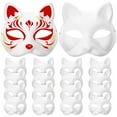 thumbnail image 1 of ColoMX Masilla en blanco de 20 piezas en blanco máscaras de gato disfraz de halloween máscara de cosplay mascarilla de gato sin pintar, 1 of 7